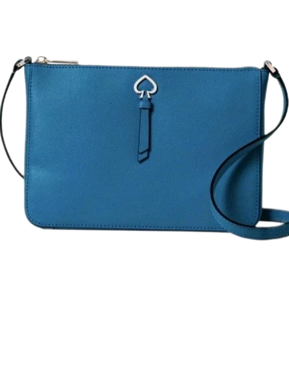 Kate Spade Adel Leather Peacock Blue Zip Top Crossbody Bag EUC